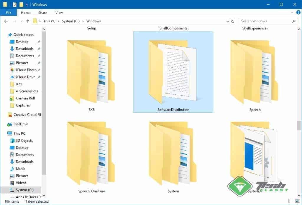 Software Distribution Folder Screenshot on Windows 10