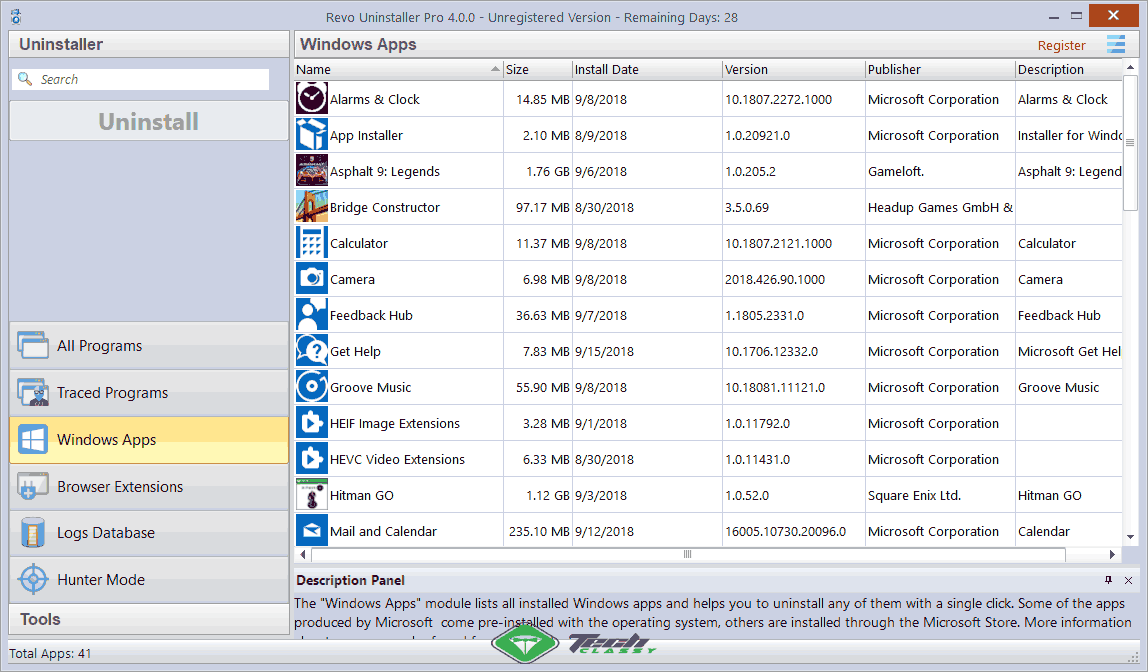 Windows Apps Remover Revo Uninstaller Pro 4