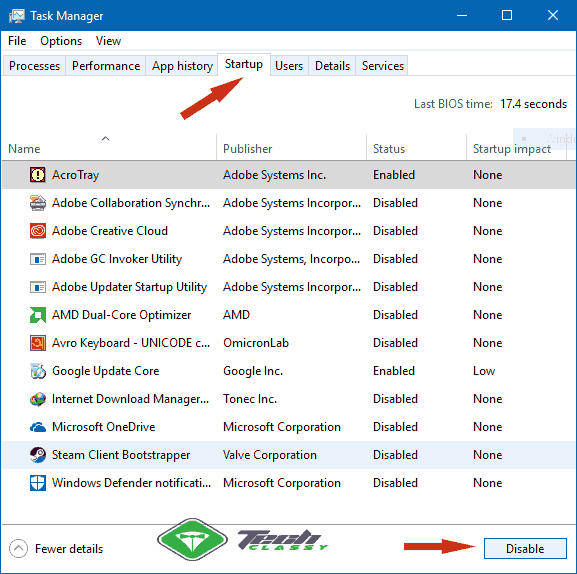 Disable Startup Items