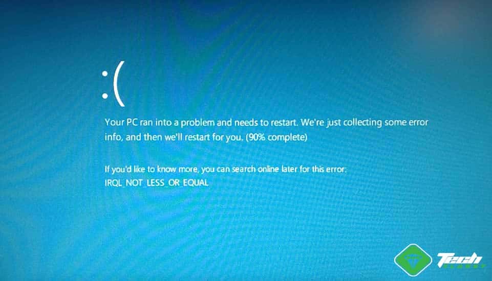 Screenshot: DRIVER IRQL NOT LESS OR EQUAL on Windows 10