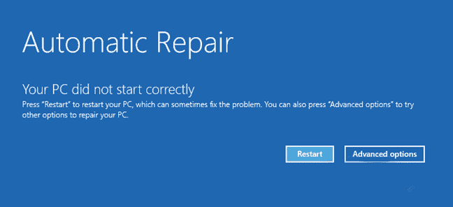 PC didnt start correctly repair