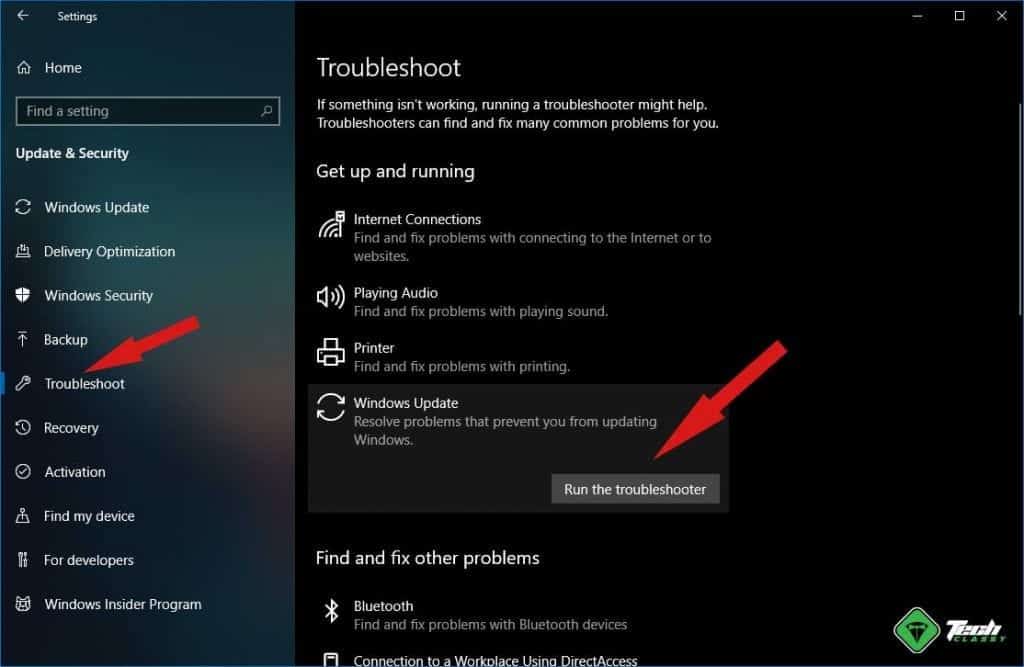 Run Windows Update Troubleshooter