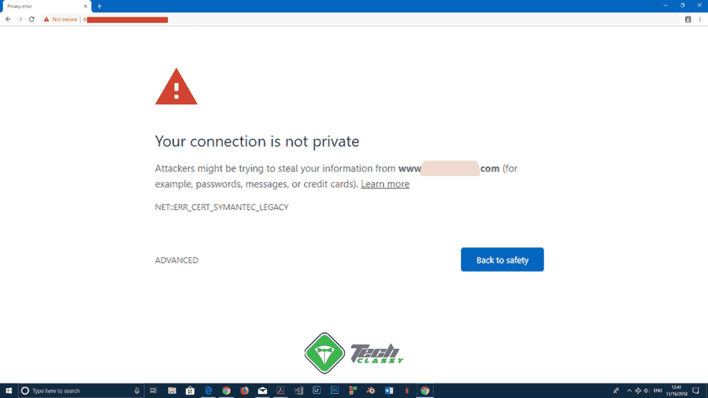 Screenshot NET::ERR_CERT_SYMANTEC_LEGACY