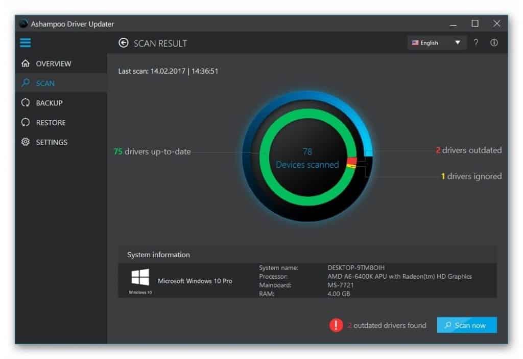 Ashampoo Driver Updater Screenshot