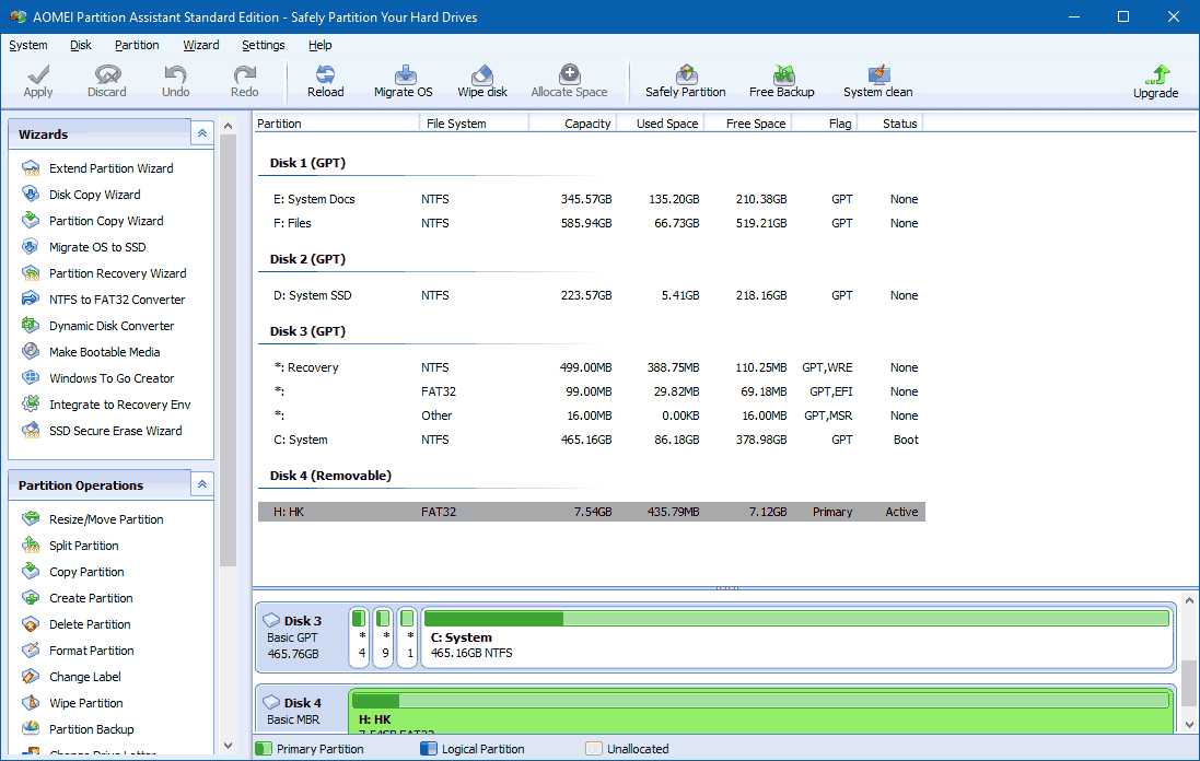 AOMEI Partition Assistant Interface