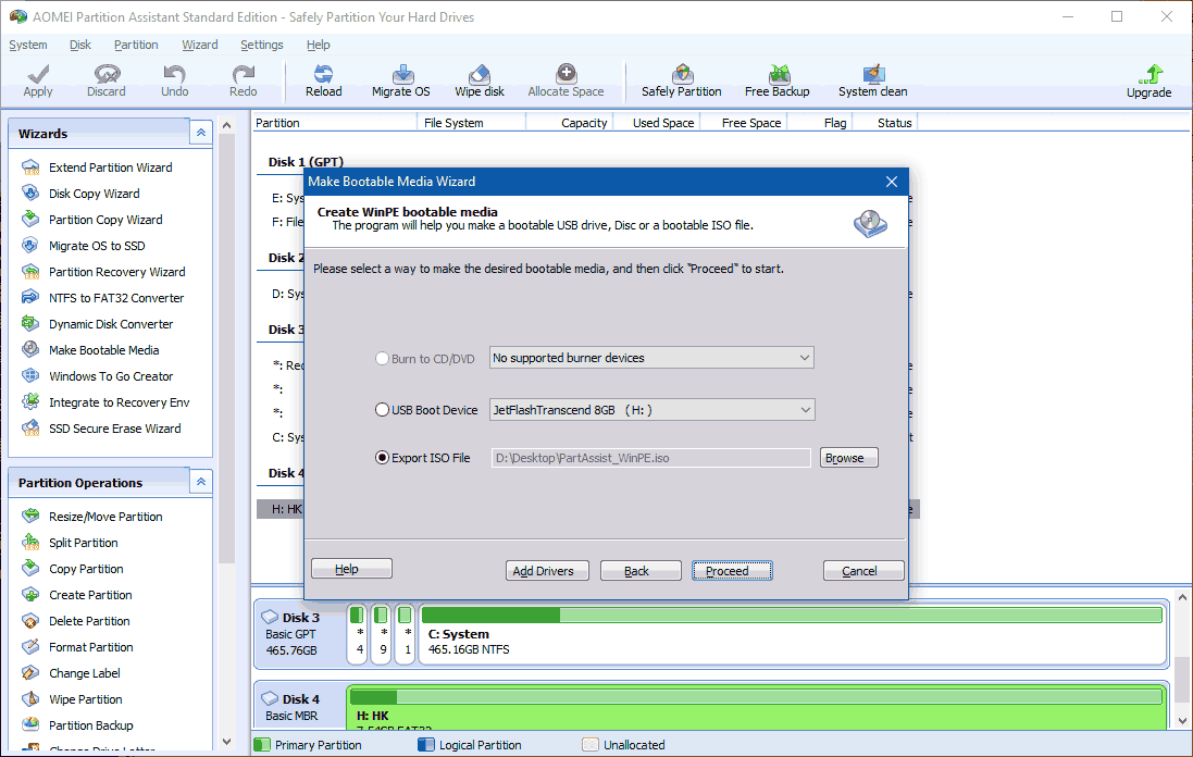 Create Bootable Media Using AOMEI PA