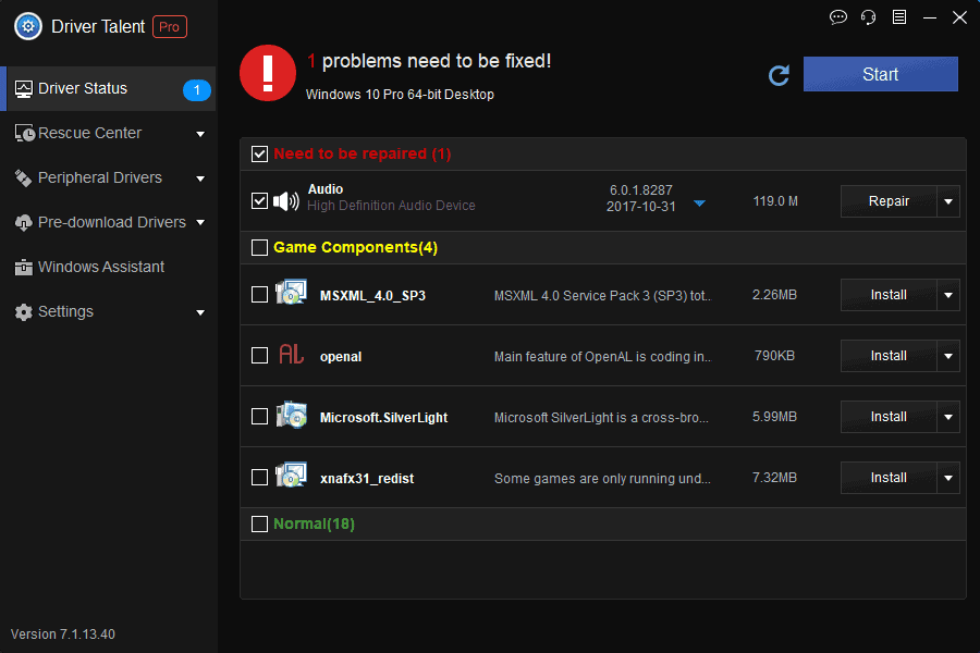 driver talent outdated driver list
