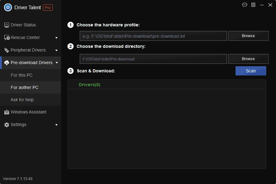 driver talent pre-download feature