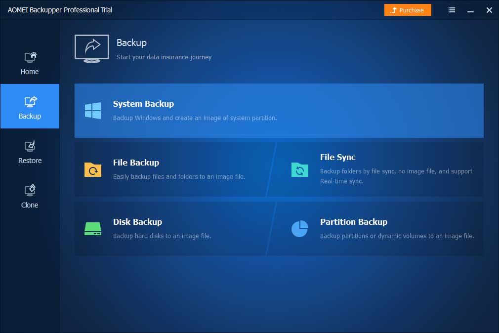 AOMEI Backupper Interface