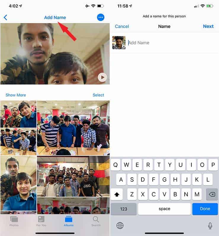 Add Name to People Profile in Photo Album in iPhone