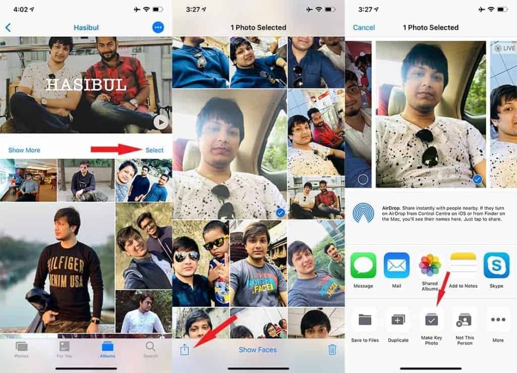 Change Key Photo for People Profile in People Album in iOS