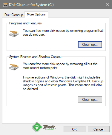 More Options Disk Cleanup