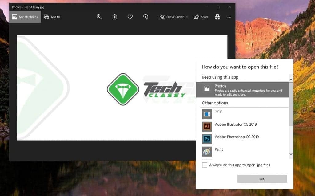 %1 on Open With List in Windows 10 Screenshot
