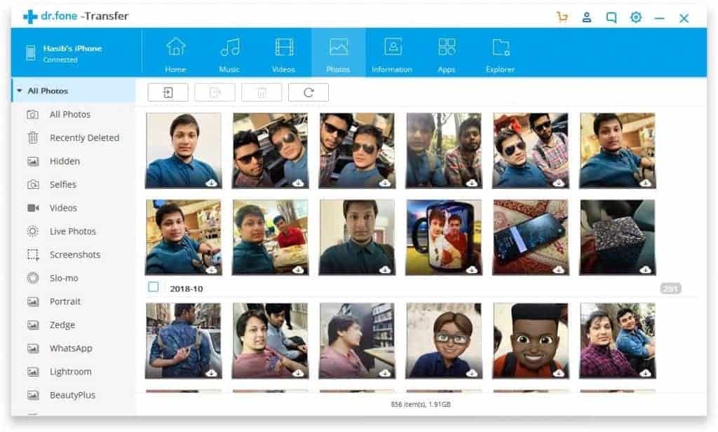 dr.fone iOS transfer photo manager