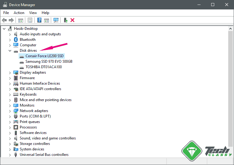 Expand Disk Drive in Windows Device Manager