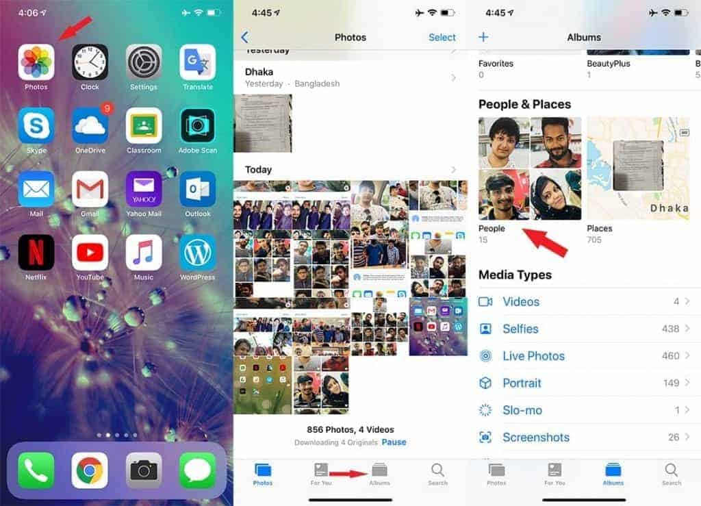 Open People Album in iOS