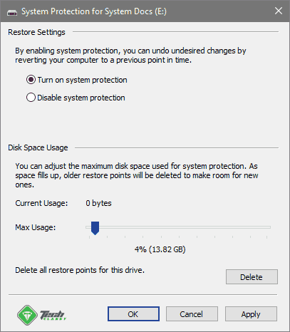 Configuring System Protection