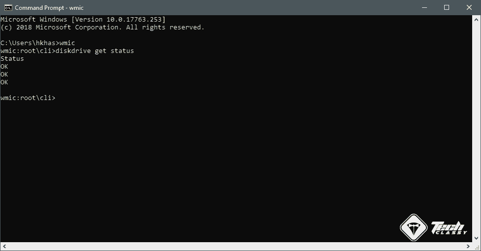 Use WMIC to Check Hard Disk Health Status
