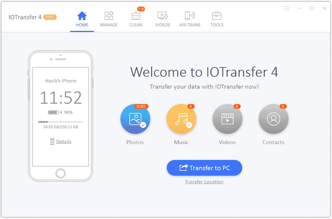 IOTransfer Home Interface