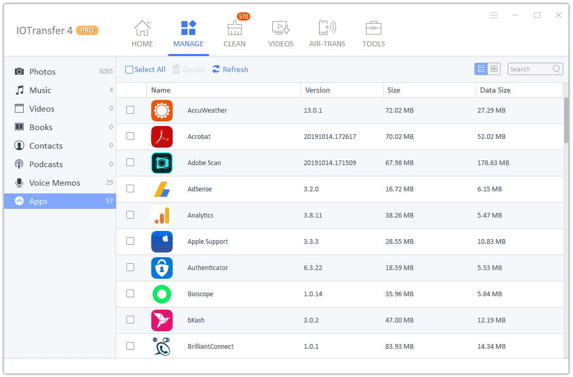 App Manager in IOTransfer