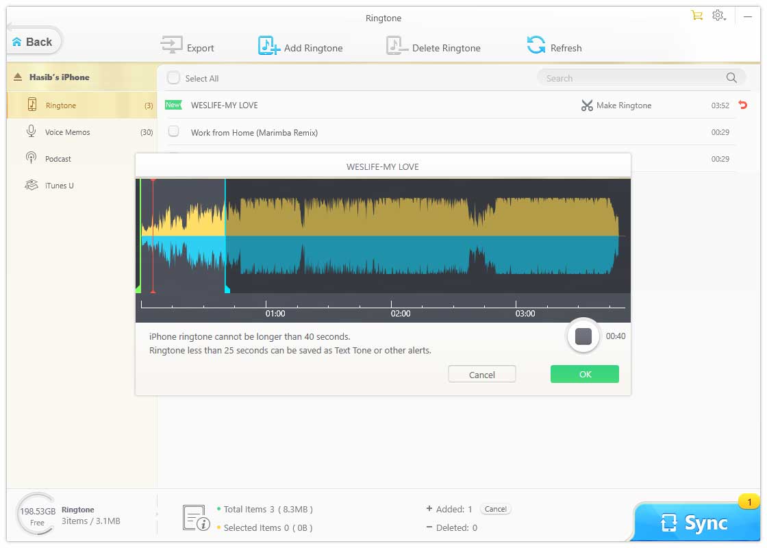 WinX MediaTrans Ringtone Making