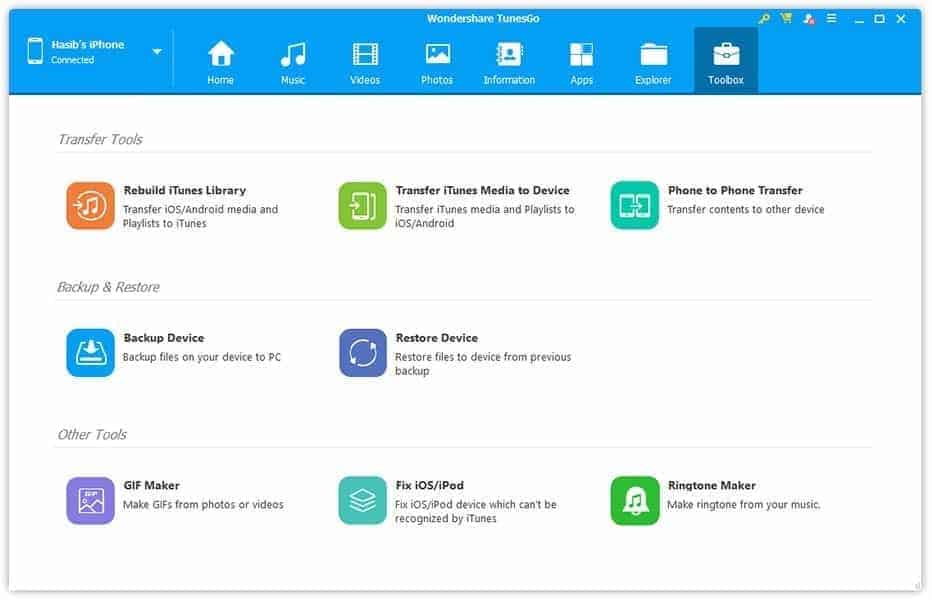 Wondershare TunesGo Toolbox