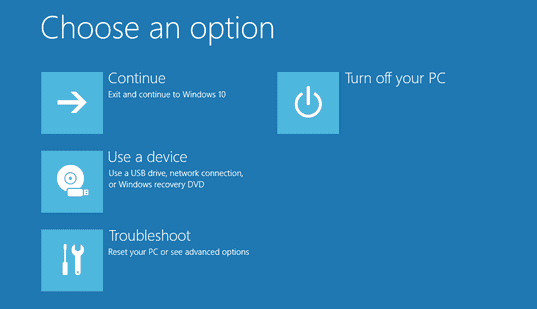 windows recovery mode screenshot