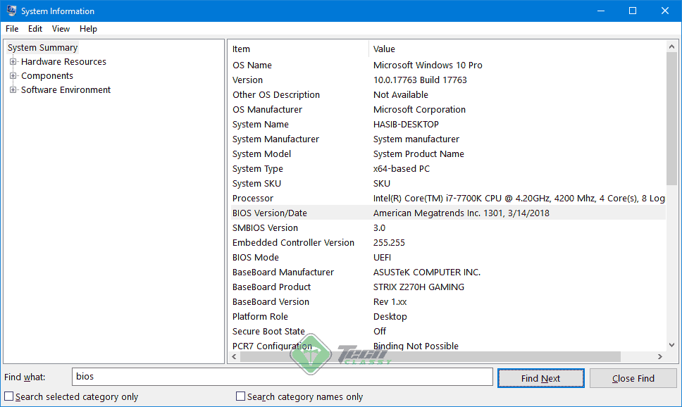 System Information Window