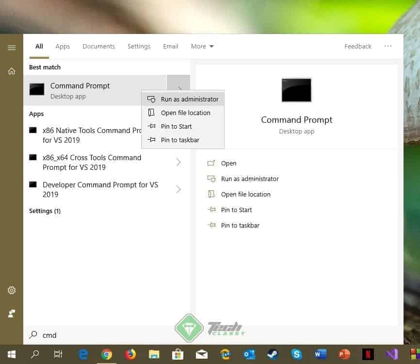 Run command prompt as administrator