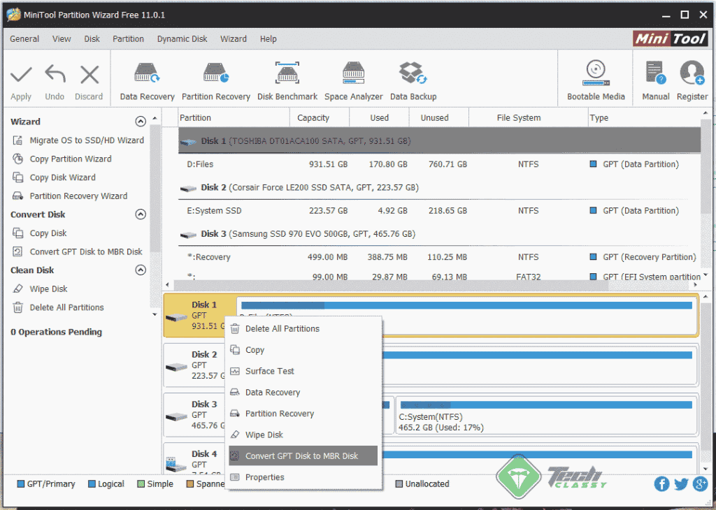 Convert Partition Scheme using MiniTool Partition Wizard