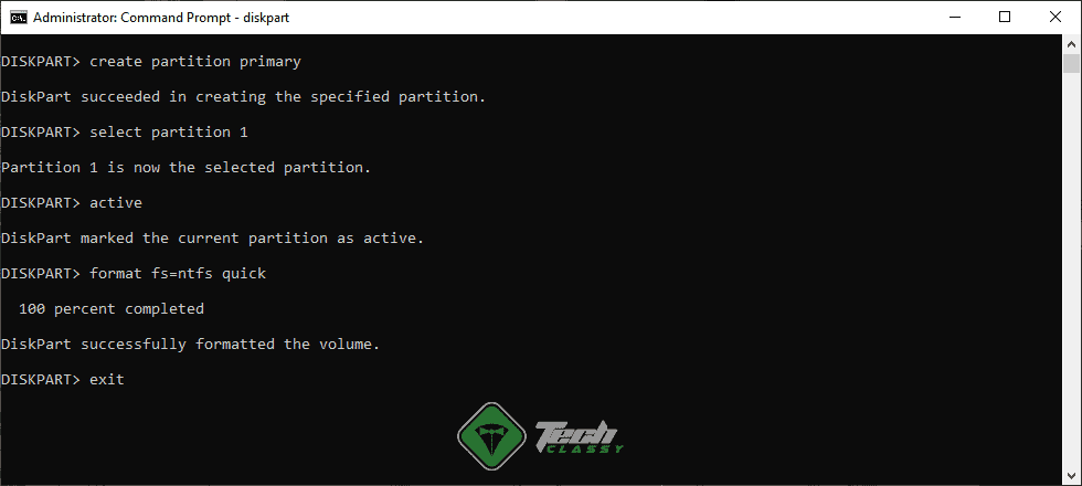 Diskpart command - create and format partition