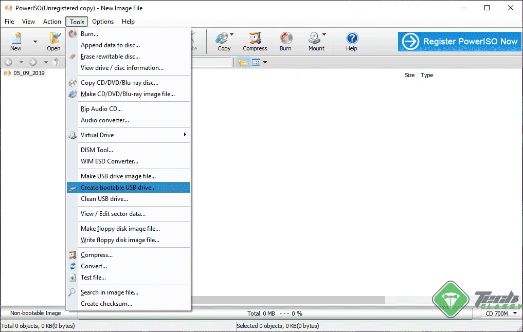 Choose to Create Bootable USB in Power ISO