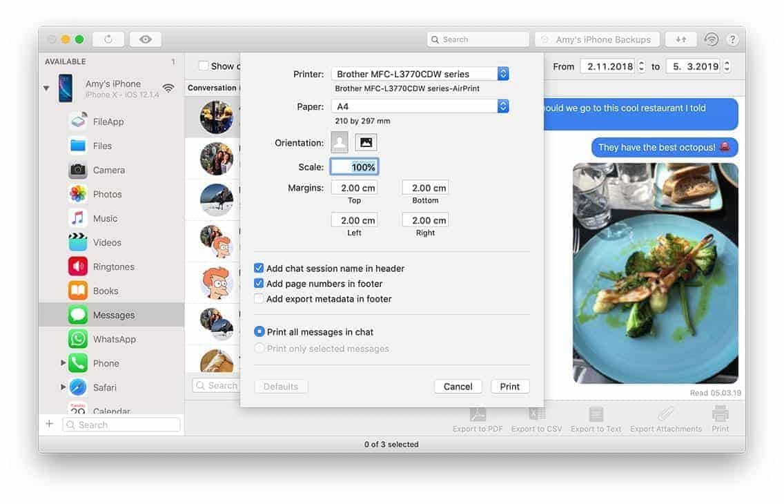 iMazing Messages Print