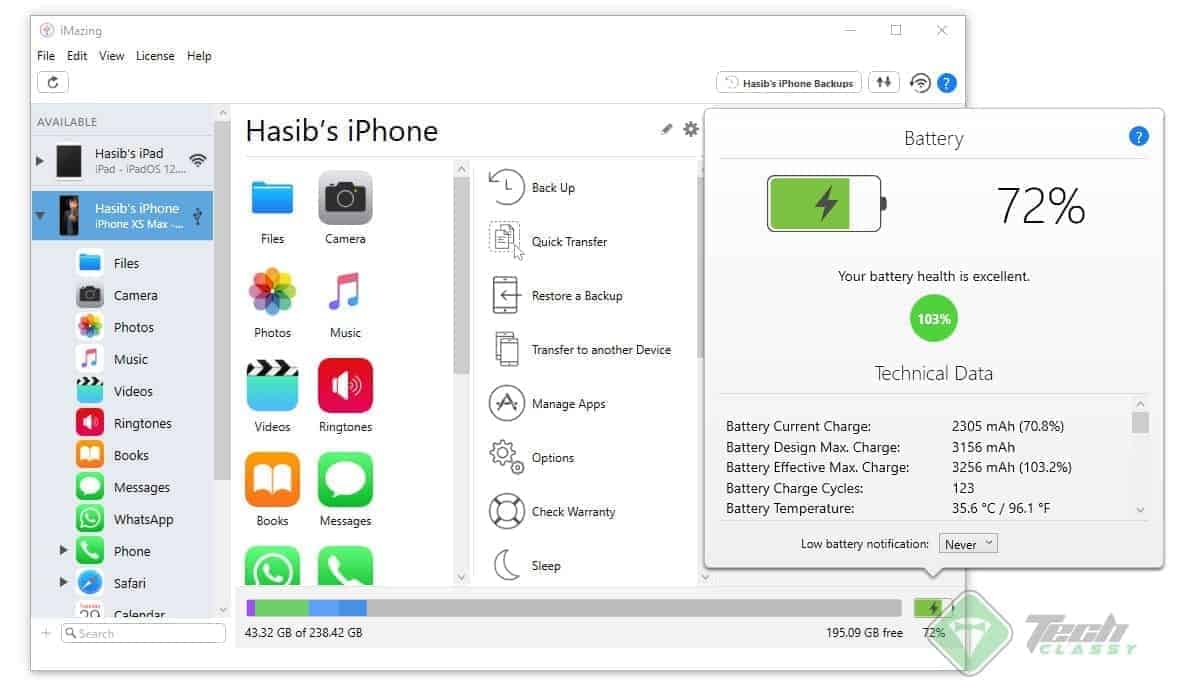 Getting Apple iPhone's Battery Information in details