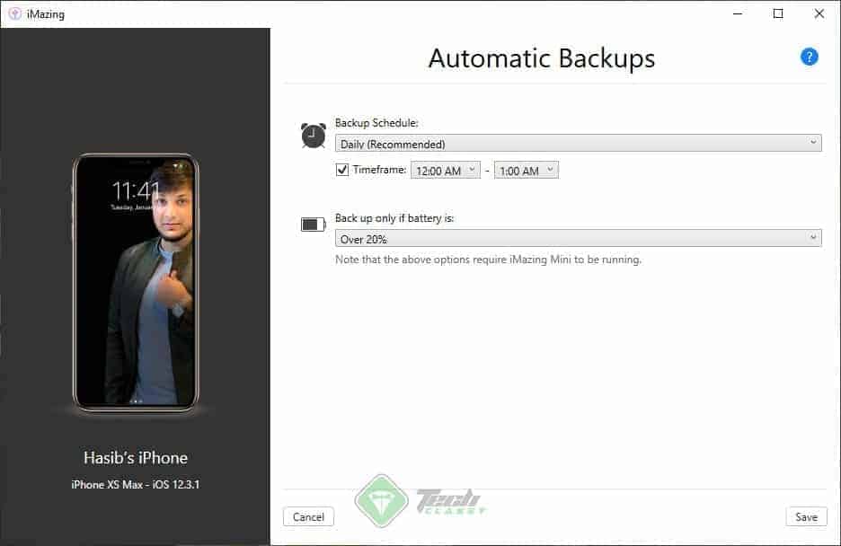 Configure Schedule Backup iMazing