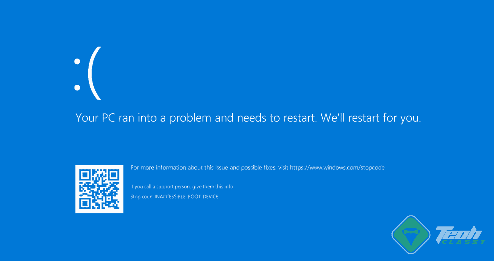 Screenshot Inaccessible Boot Device