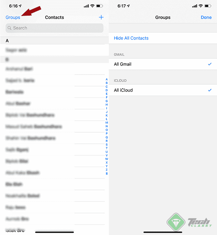 Contacts Group iPhone