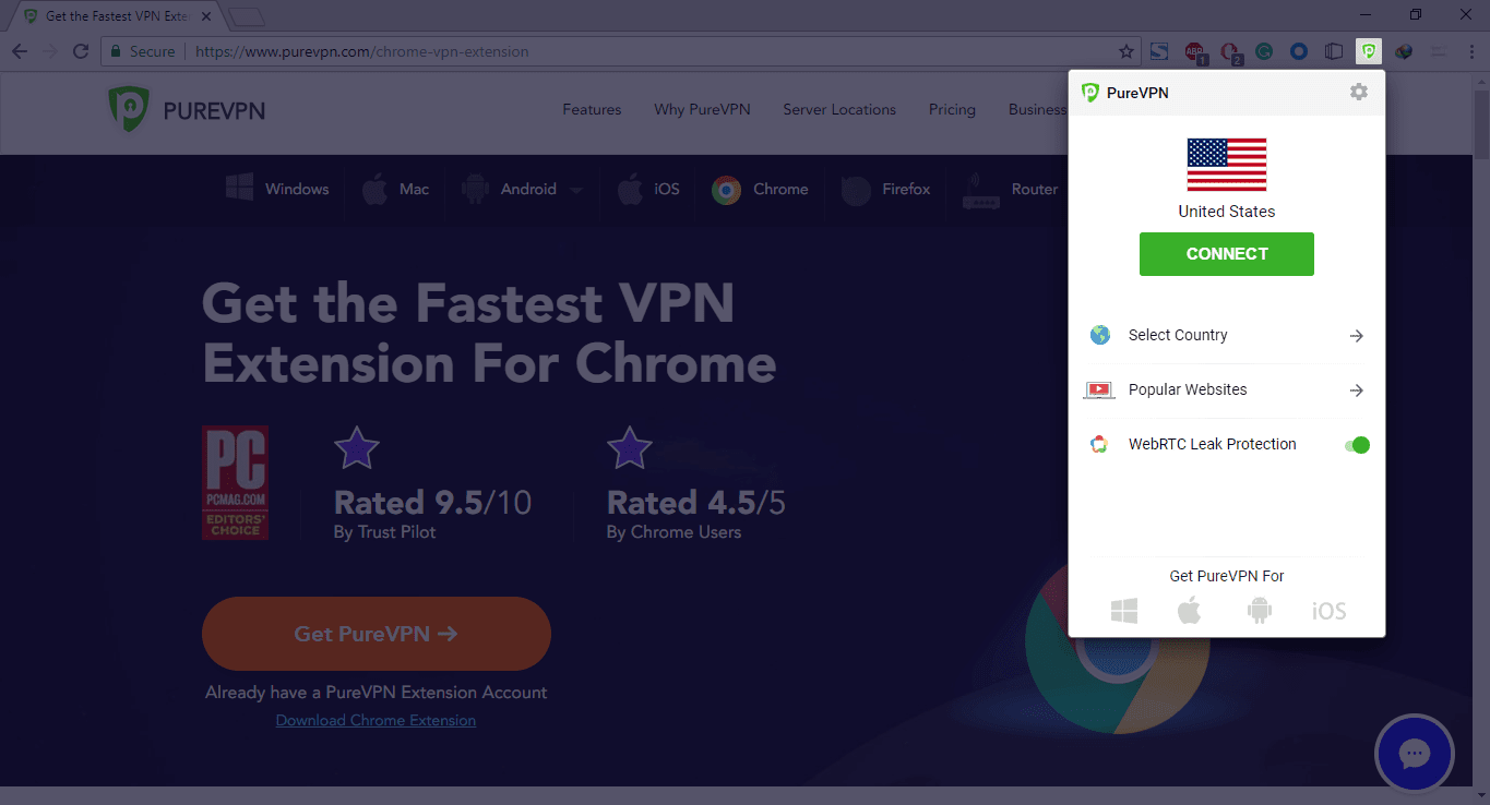 PureVPN Chrome Extension