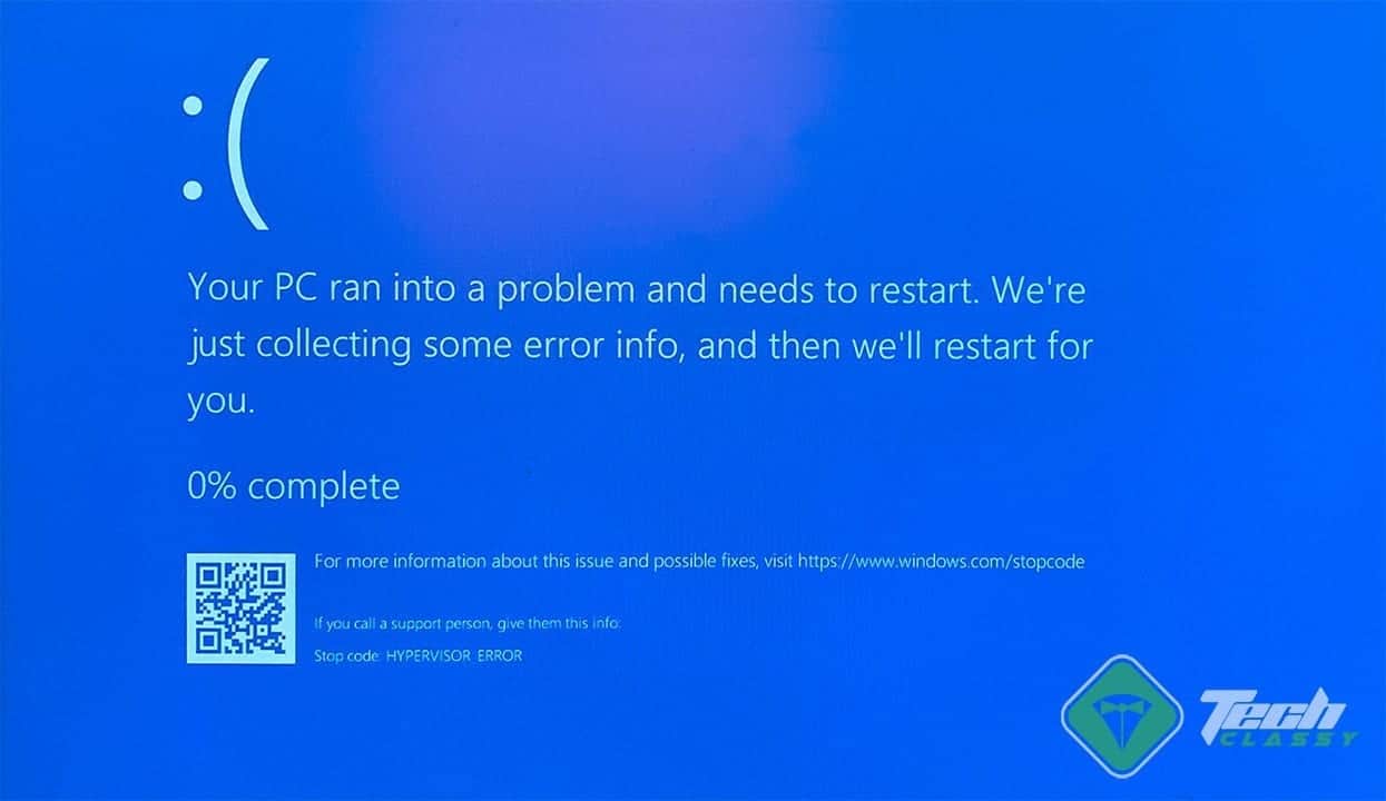 Stop Code: HYPERVISOR ERROR Screenshot
