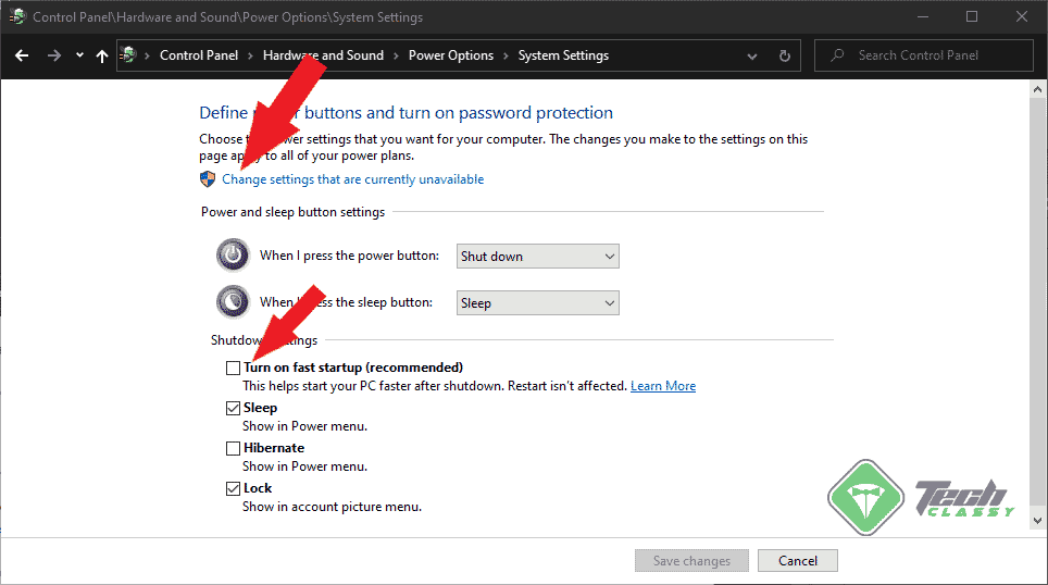 Disable fast startup on Windows 10
