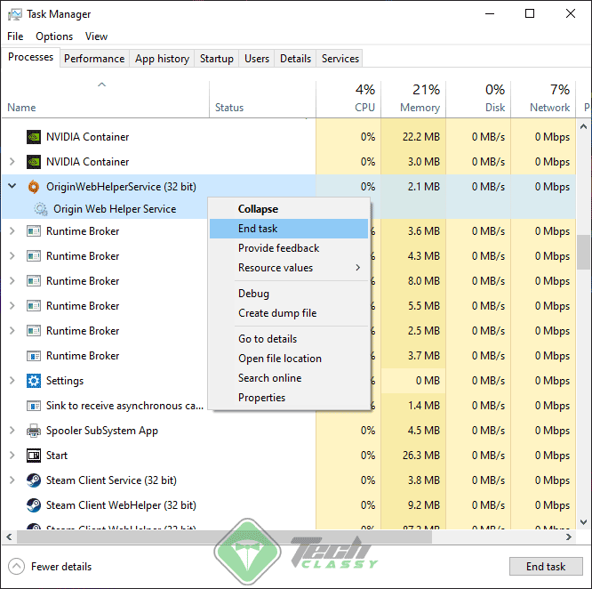 Kill Origin Web Helper Service