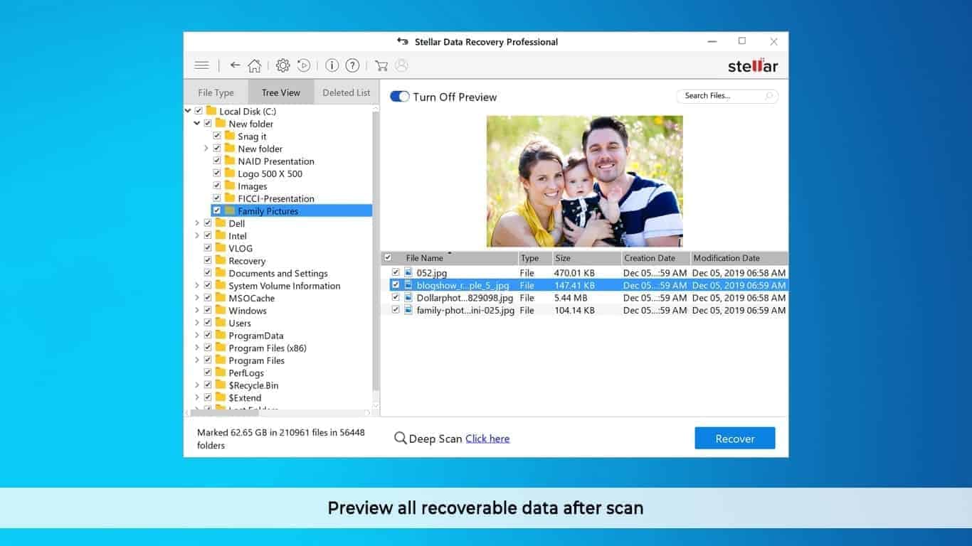 Previewing Files in Stellar Data Recovery
