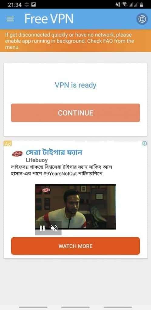 Free VPN Showing Ads