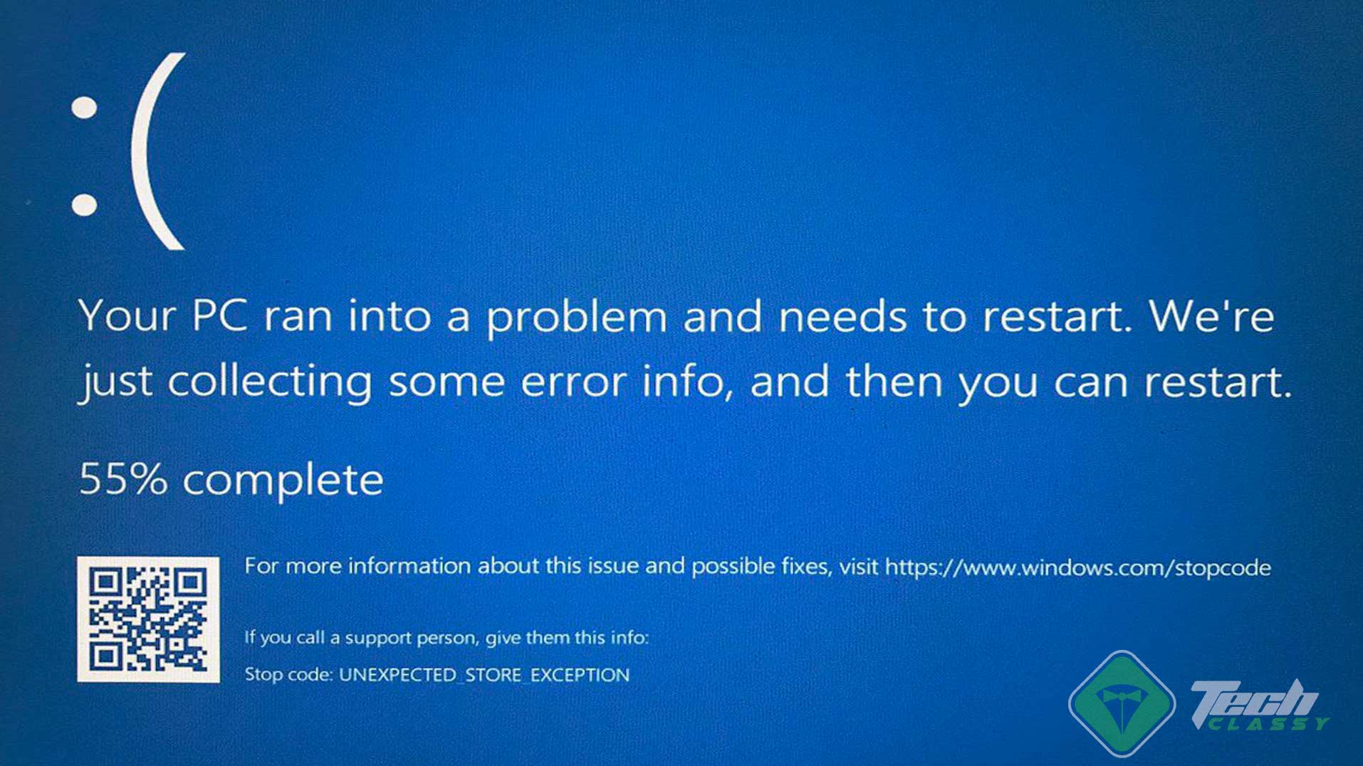 unexpected store exception screenshot