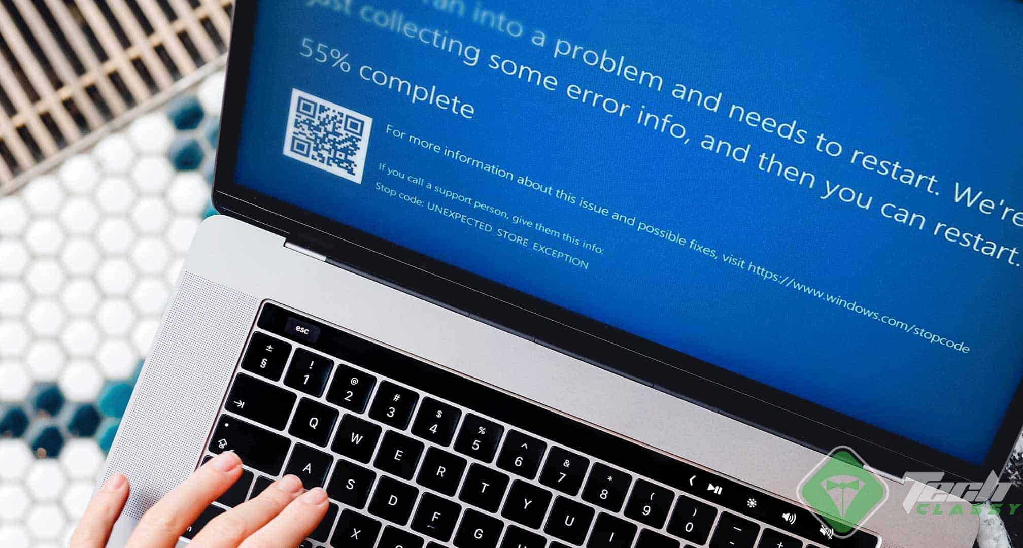 Unexpected Store Exception appears on a Laptop