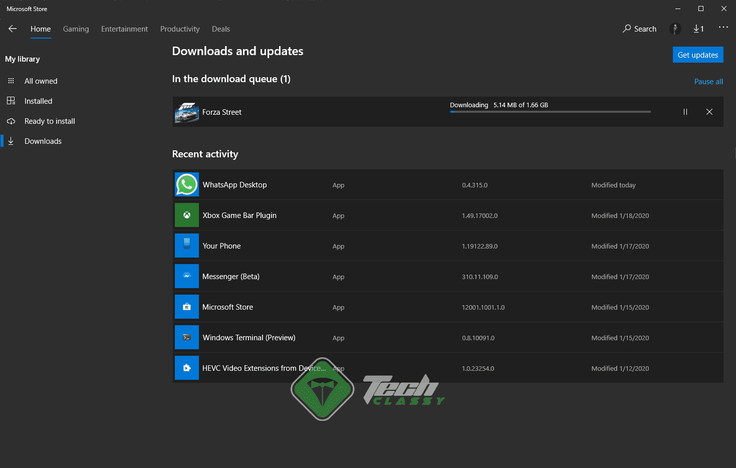Screenshot Microsoft Store App Stuck at Downloading