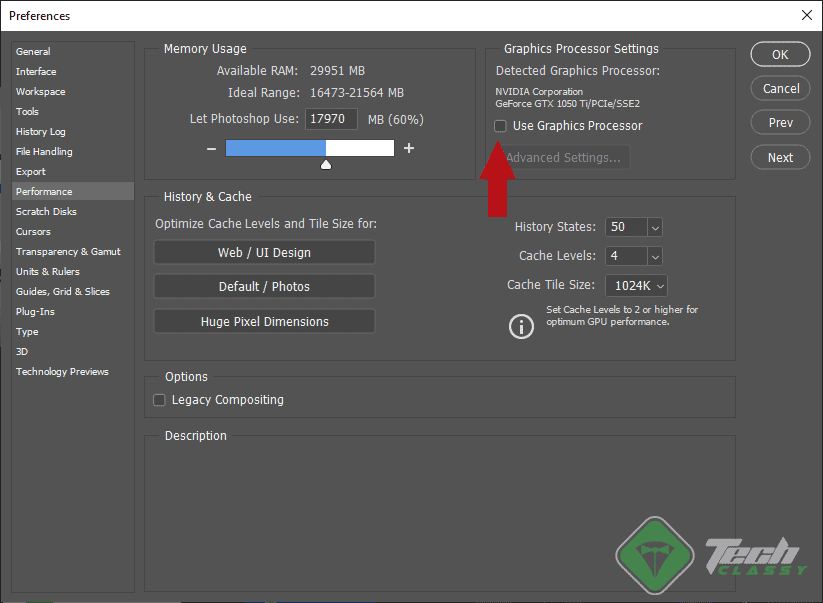 Stop Using Graphics Processor in Photoshop