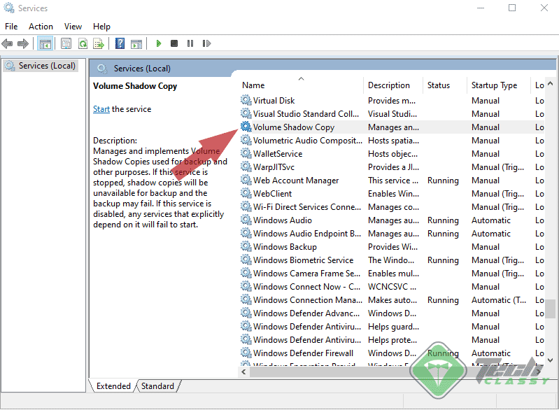 double click on volume shadow copy