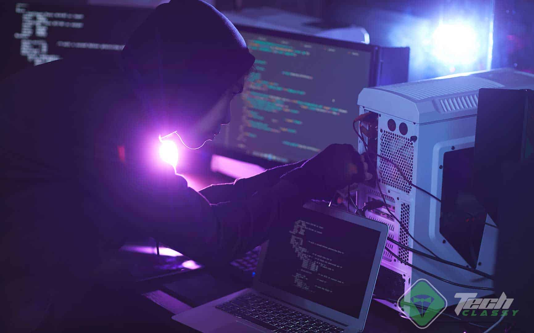 Computer Hacker Trying to Get Illegal Access