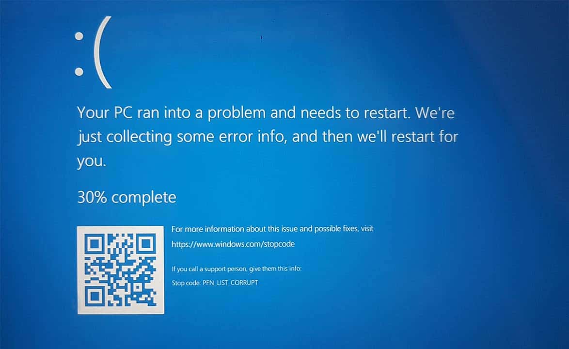 PFN List Corruption Screenshot